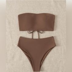 Cute Shein Bikini. Get Summer Ready! Size Large Color Coffee-Brown. Protecting Liner Still In Place. Brown Suit, Brown Suits, Summer Swim Suits, Brown Fashion, Women Swimsuits, String Bikinis, Off Shoulder, Color