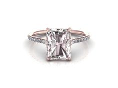 14K Rose Gold Emerald Cut Morganite Engagement Ring Engagement Rings Morganite, The Bling Ring, Antique Wedding Rings, Beautiful Wedding Rings, Solitaire Setting, Morganite Engagement, Pink Morganite, Morganite Engagement Ring, Morganite Ring