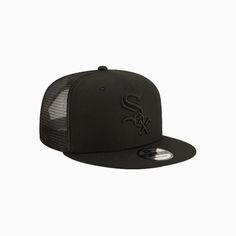 new-era-chicago-white-sox-mlb-9fifty-trucker-snapback-hat-60215682 Black Snapback Hat With Flat Crown For Sports, Black Snapback Hat For Sports Events, Black Flat Crown Snapback Hat For Fan Gear, Black Snapback Hat For Baseball Season With Flat Crown, Black Baseball Cap With Flat Crown For Fans, Black Flat Crown Baseball Cap For Fans, Flat Bill Trucker Hat For Fans, Baseball Season Fan Merchandise Snapback Hat With Flat Bill, Snapback Hat With Flat Bill For Baseball Season