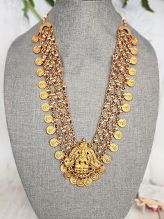 Add charm and charisma to your beautiful personality with these beautifully designed and handcrafted Brass necklaces. The antique finish gives this Necklace a very eye-catching look. Long necklace designed beautifully and compliments very well. Wear it with any of your party or casual outfits and grab compliments all the way! Length 26 to 28 inches! Elegant Gold Jewelry Sets With Oxidized Finish, Handmade Temple Jewelry For Rituals, Festive Long Necklace For Gifts, Elegant Antique Gold Chandbali Necklaces, Antique Gold Kundan Jewelry For Celebration, Gold Long Necklace For Festivals And Gifts, Gold Long Necklace As Festival Gift, Gold Long Necklace Gift For Festivals, Gold Plated Coin Pendant Jewelry For Wedding