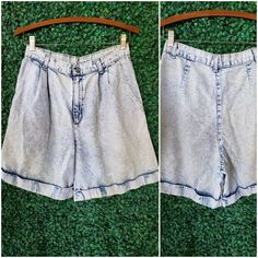 Acid wash denim shorts with a folded hem and a super high rise.  Good vintage condition  U.S Women's Size 8 14" Waist, Laying Flat; 7" inseam High Waisted Denim Shorts, Acid Wash Jeans, Acid Wash Denim, High Waisted Shorts Denim, Wash Jeans, High Waisted Denim, Acid Wash, Short Outfits, White Shorts