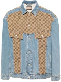 Gucci Luxury Cotton Outerwear, Luxury Gucci Cotton Outerwear, Gucci Cotton Outerwear With Button Closure, Blue Cotton Gucci Outerwear, Blue Gucci Cotton Outerwear, Designer Gucci Cotton Outerwear, Gucci Designer Cotton Outerwear, Gucci Cotton Outerwear For Spring, Gucci Cotton Spring Outerwear