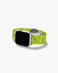 NEW DESIGN FITS ALL APPLE WATCH BANDS There’s a reason why our Apple Watch Band is adored by celebrities and fashion editors worldwide. The iconic Italian acetate finish, paired with stainless steel and hypoallergenic hardware, exudes chic allure and eco-conscious charm. Match any season or style with the green versatility of Pistachio, a saturated pattern that effortlessly complements silver, black, or rose gold hardware. Say goodbye to your one-size-fits-all band to embrace an adjustable fit with removable links and case sizes ranging from 38-41mm and 42-45mm. Need more length? Leave a note at checkout for additional band links! Benefits:Adjust the FitMeasuring 8 inches with the Apple Watch attached, add or remove links as needed with included watch resizing kit.Mindfully MadeSustainably Modern Green Watch With Bracelet Strap, Apple Watch Sizes, All Band, Apple Watch Models, Rose Gold Hardware, Black Hardware, Apple Watch Band, Fashion Editor, Eco Conscious