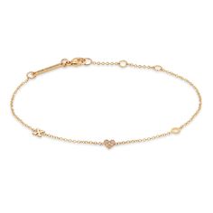 Zoë Chicco 14k Gold 2 Itty Bitty Initial Letter & Pavé Diamond Heart Station Bracelet Station Bracelet, Letter Bracelet, Initial Bracelet, Initial Letter, Itty Bitty, Initial Letters, Heart Bracelet, Diamond Heart, White Diamonds