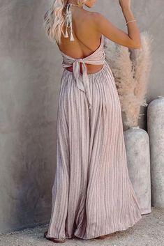 Material : Polyester & Spandex Blend Sizes (Measured in inches):S Bust 33 Waist 27 Length 53 M Bust 34.5 Waist 28.5 Length 53.5L Bust 37 Waist 30.5 Length 54XL Bust 39.5 Waist 33 Length 54.5 Maxi Dress Collection, Backless Maxi Dress, Halter Maxi Dress, Off Shoulder Fashion, Halter Maxi, Backless Maxi Dresses, Long Dress Casual, Halter Maxi Dresses, Women Maxi