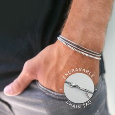 Looking for a gift for your man? You've found the perfect item for this! Introducing our stylish men's stainless steel chain bracelet, featuring a sleek design with a personalized tag near the clasp. This unique accessory is perfect for adding a personal touch to your everyday look or makes a thoughtful gift for that special man in your life our sophisticated and timeless classic men's stainless steel chain necklace with a personalized tag near the clasp. This sleek necklace is the perfect acces Gift Husband, Stainless Steel Chain Necklace, Mens Bracelet Silver, Modern Gentleman, Personalized Bracelets, Stainless Steel Necklace, Men's Jewelry, Classic Man, Silver Man