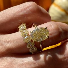 Olivia (4.9ct) Oval Moissanite Engagement Ring – TOVAA Yellow Stone Engagement Ring, Canary Engagement Ring, Canary Diamond Engagement Ring, Canary Diamond Ring, Yellow Stone Rings, Yellow Diamond Engagement Ring, Oval Moissanite Engagement Ring, Future Engagement Rings, Detailed Engagement Ring