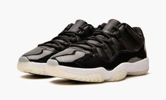 The Air Jordan 11 Low “72-10” is the alternate low-top version of the colorway of Michael Jordan’s retro basketball shoe that salutes the Jordan and the Chicago Bulls’ improbable 72-win season in 1995-1996.  A popular, non-original colorway for the Jordan 11, the “72-10” look is reminiscent of the vintage basketball shoe’s “Space Jam” makeup, with a few noticeable modifications that honor the Bulls’ historic 72-win season.  A black suede upper is complimented by a tonal, texturized mudguard.  Br Jordan Dunk Low, Air Jordan 11 Low, Jordan 11 Low, Nike Air Jordan 11, Retro Basketball Shoes, All Jordans, Ugg Classic Mini, Air Jordan 11 Retro, Jordan 11 Retro Low