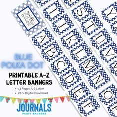 blue polka dot printable letter banners