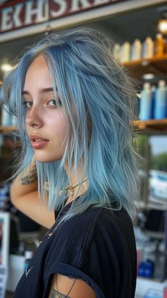 25 Platinum Blonde Hair Color Ideas That Define Effortless Chic Cool Balayage Blonde, Platinum Blonde And Blue Hair, Blue Hair With Blonde Highlights, Blonde With Blue Hair, Blonde Hair With Blue Highlights, Blonde And Blue Hair, Baby Blue Hair, Hair Aesthetics, Haircuts For Girls