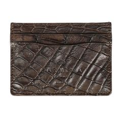 Slim card holder in brown crocodile Luxury Crocodile Pattern Card Holder, Business Leather Card Holder With Crocodile Pattern, Classic Leather Card Holder With Crocodile Pattern, Classic Crocodile Pattern Leather Card Holder, Luxury Brown Leather Card Holder, Luxury Brown Business Card Holder, Brown Business Wallets With Crocodile Pattern, Brown Crocodile Pattern Business Wallet, Cordovan Shoes