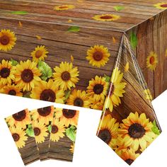 a wooden box with sunflowers painted on it