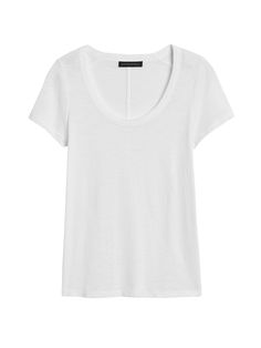 Slim Slub Cotton-Modal Scoop-Neck T-Shirt White Scoop Neck Tee, Chic On The Cheap, Connecticut Style, Clothing Closet, Linen Joggers, Inverted Triangle, Empower Women, Clothes Closet, Scoop Neck Tee