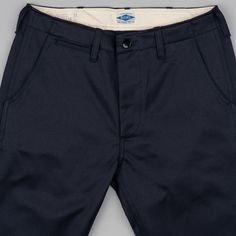 New Without Tags. Hemmed To 32 Inseam Navy Cotton Tapered Leg Work Pants, Navy Cotton Pants With Straight Hem, Navy Cotton Work Pants, Navy Cotton Work Trousers, Navy Cotton Straight Leg Work Pants, Blue Cotton Pants With Straight Hem, Navy Cotton Chinos With Pockets, Classic Navy Bottoms With Straight Hem, Blue Fitted Pants With Patch Pockets