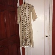 Maxi Dress. Brand New. Junior Size. Festive Traditional Fitted Midi Dress, Traditional Festive Midi Dress For Party, Fitted Silk Cream Kurta, Festive Beige Silk Dress, Long Cream Festive Dress, Formal White Kurta For Spring, Elegant Summer Kurta, Elegant Summer Festive Midi Dress, Festive Cream Silk Dress