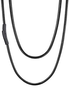 PRICES MAY VARY. 【Black Leather Chain】 Trendy leather necklace, cool black color, unisex style, fine weaving process, perfect match for different pendant, you also can wear it like a bracelet. 【Material】 Synthetic leather rope chain, comfortable to your neck. 316L stainless steel snap clasp, high quality black plated, nickel free and hypoallergenic, safe for sensitive skin. The Leather cord chain is breathable and waterproof, you can wear it to go swimming, surfing and diving. 【Length】Width: 3mm Black Leather Necklace, Leather Cord Necklace, Leather Corded Necklace, Woman Weaving, Weaving Process, Velvet Pouch, Black Necklace, Small Pendant, Cord Necklace