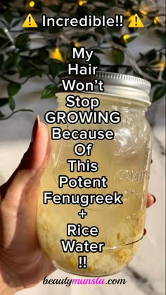 Toner Recipes, Benefits Of Rice Water, Rice Water For Hair Growth, Fenugreek For Hair, Diy Hair Growth, Rice Water For Hair, Water Hair Growth, Benefits Of Rice, Herbs For Hair Growth