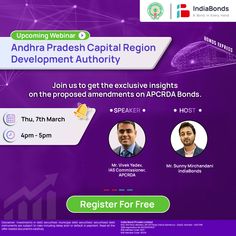 Bond Express invites you to an webinar for Andhra Pradesh Capital Region Development Authority. Delve into insightful discussions with the management team. Visit IndiaBonds Now. Andhra Pradesh