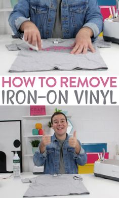 HOW TO REMOVE IRON-ON VINYL - Makers Gonna Learn Vinyl Craft Projects, Iron On Cricut, Cricut Iron On Vinyl, Cricut Htv, Htv Projects, Beginner Crafts, Cricut Tips, Craft Techniques