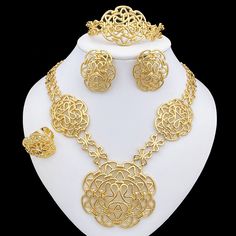 Afraic Jewelry -Gold Color Dubai Jewelry Sets Fashion Jewelry Necklace And Earrings For Women product name: latest jewelry set designs for women plating Color: Gold Plated material: Zinc alloy keyword: Gold Color Dubai Jewelry Sets Fashion Jewelry Necklace And Earrings For Women ensembles de bijoux italien Style: TRENDY Shape\pattern: Round Origin: Mainland China Occasion: Party Model Number: 367 Metals Type: Zinc alloy Material: Metal Jewelry Sets Type: Necklace/Earrings/Ring/Bracelet Item Type Jewelry Set Design, Set Designs, Earrings Ring, Latest Jewellery, Gothic Jewelry, Necklace And Earrings, Fashion Jewelry Necklaces, Watch Necklace, Jewelry Gold