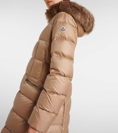 Find MONCLER Boedic Shearling-trimmed Down Coat on Editorialist. Material: 100% polyamide. Care instructions: machine wash at 30 degrees. Made in Armenia. Designer color name: Woodsmoke. Lining: 100% polyamide. Filling: 90% down, 10% feathers. Contains non-textile parts of animal origin. Closure: two-way zipped front, belted waist. Pockets: zipped pockets. Hood. Designer Long Sleeve Outerwear With Faux Fur Trim, Luxury Outerwear With Faux Fur Trim And Down Material, Moncler Women, Down Puffer Coat, Grey Coat, Belted Coat, Shearling Coat, Down Coat, Grey Women