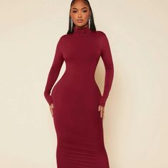 Brand New And Never Worn Red Bodycon Dress For Fall, Red Stretch Maxi Dress For Fall, Red Bodycon Dress For Date Night In Fall, Red Bodycon Midi Dress For Fall, Red Fitted Maxi Dress For Fall, Fitted Red Maxi Dress For Fall, Chic Red Bodycon Maxi Dress, Red Maxi Dress For Fall Night Out, Women Red Dress