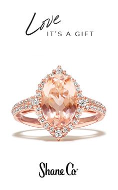 a pink ring with diamonds on it and the words love it's a gift above it