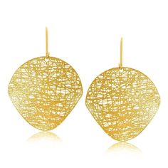 An eye-catching pair of dangling style earrings with an exquisite mesh design. Made of 14k yellow gold and secured with french style backings. Earring Information Length 1.63 inches Width 1.25 inches Backing French Wire Approximate Weight 3.5 gram(s) Metal 14K Yellow Gold Flat Earrings, Orange Gem, Fall Earrings, Disc Earrings, Earrings Inspiration, Metal Ball, Wire Weaving, Gold Lace, Fall Jewelry