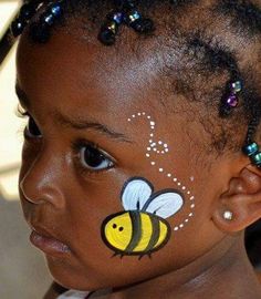 Bee Face Paint, Cheek Art, Girl Face Painting, Kids Painting Crafts, Face Painting Tutorials, Festival Face, Face Painting Easy