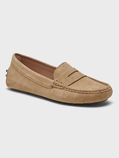 Leather Driving Loafer | Banana Republic Insole Design, Moccasins Style, Driving Loafers, Clothes Horse, Outdoor Wear, Blue Suede, Leather Men, Me Too Shoes, Memory Foam