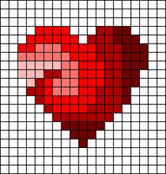 a cross stitch pattern with a red heart on the center and white squares in the middle