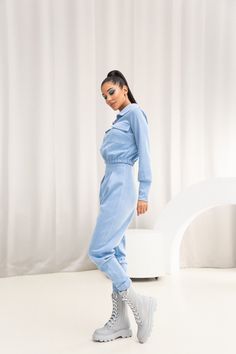 Textile Sky Blue Suede Sweatshirt with Pants – VICLAN Casual Fitted Jumpsuits And Rompers With Long Pants, Casual Fitted Jumpsuits And Rompers, Fitted Pants With Side Pockets For Loungewear, Fitted Lounge Pants With Side Pockets, Fitted Blue Jumpsuit With Side Pockets, Fitted Sweatpants With Side Pockets, Casual Long Sleeve Elastane Jumpsuits And Rompers, Ivory Ella, Fabric Structure