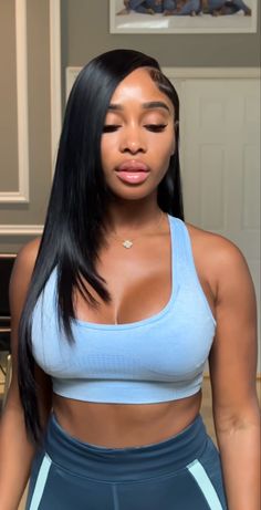 Hair Stylies, Hair Ponytail Styles, Dope Hairstyles, Ponytail Styles, Looks Black, Front Lace Wigs Human Hair, Side Part, Straight Human Hair