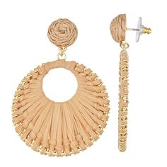 Add a bohemian touch of texture to any ensemble with these natural raffia-wrapped gold tone drop earrings from Sonoma Goods For Life. Click on this JEWELRY & WATCHES GUIDE to learn about fit, styles, materials and more! Add a bohemian touch of texture to any ensemble with these natural raffia-wrapped gold tone drop earrings from Sonoma Goods For Life. Click on this JEWELRY & WATCHES GUIDE to learn about fit, styles, materials and more! FEATURES Length: 60 mm Backings: post Metal: alloy Material: Natural Color Bohemian Jewelry For Spring, Bohemian Natural Jewelry For Spring, Natural Bohemian Jewelry For Spring, Spring Bohemian Natural Color Jewelry, Natural Woven Jewelry For Vacation, Woven Natural Jewelry For Vacation, Elegant Woven Jewelry For Vacation, Elegant Spring Natural Jewelry, Chic Woven Earrings For Vacation