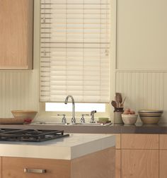 the kitchen counter is clean and ready to be used for cooking or baking, as well as other dishes