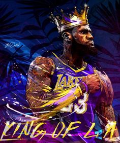 a painting of a basketball player wearing a crown