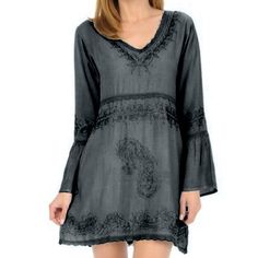 A La Tzarina Embroidered Mini Dress Flare Long-Sleeve Color Navy Size Small Length 30 Inches Please See Pictures For Details Last Picture Shows Same Dress In A Different Color. Elegant Bell Sleeve Embroidered Dresses, Elegant Embroidered Bell Sleeve Dress, Elegant Spring Tunic With Embroidered Neckline, Long Sleeve Tunic With Embroidered Hem, Fitted Long Sleeve Dress With Embroidered Hem, Fitted Long Sleeve Embroidered Dress With Embroidered Hem, Spring Long Sleeve Tunic With Intricate Embroidery, Spring Tunic With Intricate Embroidery And Long Sleeves, Flowy Long Sleeve Embroidered Dress With Floral Details