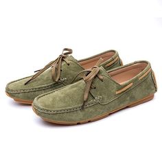 Brand Name: AGSanOrigin: CN(Origin)Upper Material: Genuine LeatherOutsole Material: RubberModel Number: GMD10650Closure Type: Slip-OnFit: Fits true to size, take your normal sizeShoes Type: Boat ShoesPattern Type: SolidFeature: MassageInsole Material: PULining Material: PUSeason: Spring/Autumncolor: Khaki, Gray, Blackbig size: 38,39,40,41,42,43,44size: 6.5,7,7.5,8,8.5,9,9.5 Casual Brown Boat Shoes For Fall, Casual Suede Boat Shoes With Flat Heel, Brown Flat Suede Lace-up Shoes, Casual Green Loafers With Round Toe, Casual Suede Boat Shoes For Spring, Casual Flat Suede Leather Shoes, Casual Green Leather Shoes With Round Toe, Casual Suede Lace-up Shoes For Fall, Casual Lace-up Loafers For Fall