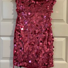 Mini Pink Dress With Sequins Bedazzled Dress, Mini Pink Dress, Dress With Sequins, Mini Pink, Shein Dress, Dresses Pink, Shein Dresses, Pink Sequin, Pink Mini Dresses