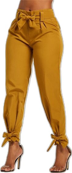 Yellow Cotton Bottoms Solid Color, Yellow Cotton Solid Color Bottoms, Yellow Solid Color Cotton Bottoms, Yellow Cotton Bottoms With Solid Color, Stretch Tapered Leg Bottoms, Fitted Yellow Bottoms, Fitted Yellow Bottoms Solid Color, Fitted Yellow Solid Color Bottoms, Trendy Ankle-length Harem Pants For Work