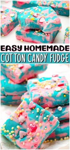 easy homemade cotton candy fudges with sprinkles