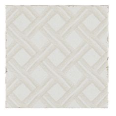 an abstract white tile design with squares and rectangles on the bottom half of it