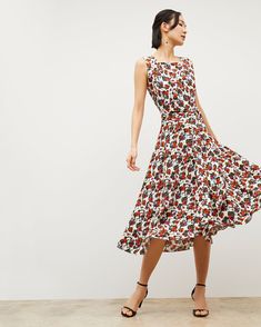 DiemMy Dress - Washable Silk :: Garden Print – M.M.LaFleur Flattering A-line Spring Maxi Dress, Chic Floral Print High-low Dress, Chic Floral Print Dress With High-low Hem, Chic Floral Print Dresses With High-low Hem, Chic Belted Square Neck Dress, Chic Square Neck Belted Dress, Sleeveless Viscose Dress With Flowy Skirt, Flowy Viscose Sleeveless Dress, Flowy Belted Midi Dress