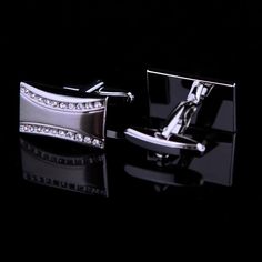 Rectangular Crystal Silver Cufflinks - SOPHGENT Elegant Silver Jewelry For Office, Silver Stainless Steel Jewelry For Business, Silver Stainless Steel Business Jewelry, Classic Stainless Steel Business Jewelry, Luxury Rectangular Cufflinks For Wedding, Luxury Silver Rectangular Cufflinks, Modern Cuff Jewelry For Office, Modern Cuff Jewelry For The Office, Elegant Rectangular Cufflinks For Formal Occasions