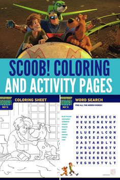 the scoob coloring and activity pages are shown in this book, which is also available