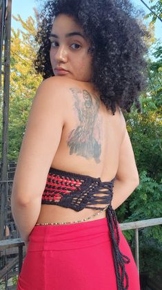 Ready-ship crochet top material cotton Bohemian Black Halter Top For Festivals, Black Fitted Halter Neck Crochet Top, Red Fitted Crochet Lace Top, Black Bohemian Halter Top For Party, Black Bohemian Halter Top, Fitted Red Crochet Lace Top, Red Cotton Crop Top For Festival, Red Crochet Lace Top For Vacation, Casual Red Crochet Top For Festival