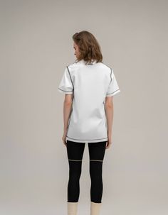 White basic t-shirt made of cotton jersey. UNISEX.Product parameters:S bust 53 cm / 20,9 in, hips 54 cm / 21,3 inM bust 55 cm / 21,7 in, hips 57 cm / 22,5 inL bust 58 cm / 22,8 in , hips 61 cm / 24 inProduct length on the back 72 cm / 28,3 inSleeve length 22 cm / 8,7 inSeason: Spring / SummerComposition: 97% Cotton 3% ElastaneCare: Machine wash delicate at 40°C. Spin 600-800 rpm. Do not tumble dry. You can use bleaches and stain removers. Ironing: medium temperature, seamy side.Size Guide, inche White Jersey T-shirt Athleisure Style, White Jersey Athleisure T-shirt, White Jersey Athleisure Top, White Jersey Tops For Athleisure, White Stretch T-shirt For Streetwear, Sporty Cotton Jersey Tops For Streetwear, Sporty Relaxed Fit Jersey Tops, White Short Sleeve Jersey Top, Athleisure Short Sleeve Jersey T-shirt