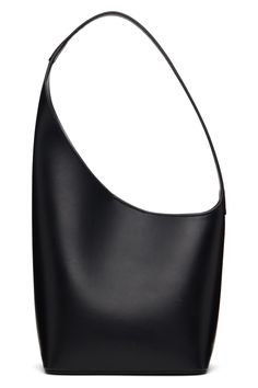 Aesther Ekme: Black Demi Lune Bag | SSENSE Black Rectangular Calf Leather Shoulder Bag, Black Calf Leather Rectangular Shoulder Bag, Black Calf Leather Shoulder Bag With Removable Pouch, Designer Structured Shoulder Bag In Soft Leather, Contemporary Black Formal Bags, Black Calf Leather Shoulder Bag, Contemporary Structured Evening Bag, Designer Structured Shoulder Bag With Leather Lining, Evening Structured Soft Leather Bag