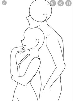 a line drawing of a man and woman hugging each other with their arms around each other