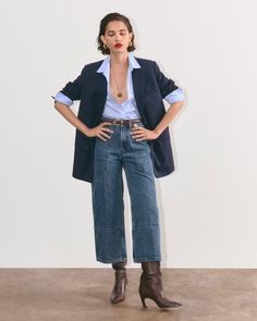 The Way-High® Gardener Cropped Jean Diamond Stone – Everlane Wide Cropped Jeans, Cropped Pants Outfit, Cropped Jeans Outfit, Denim Culottes, Utilitarian Style, Cropped Wide Leg Jeans, Utility Style, Apple Shaped, Work It